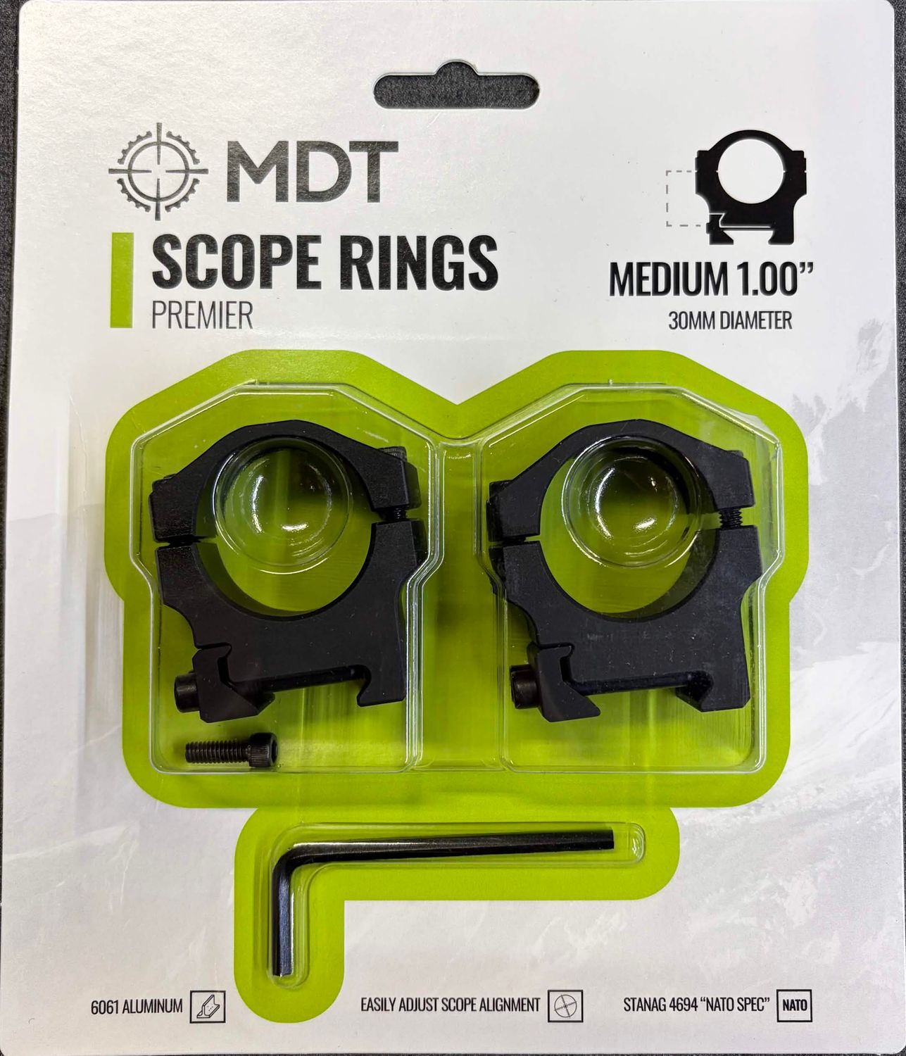 MDT Premier Scope  Rings Medium 30mm Matte Black