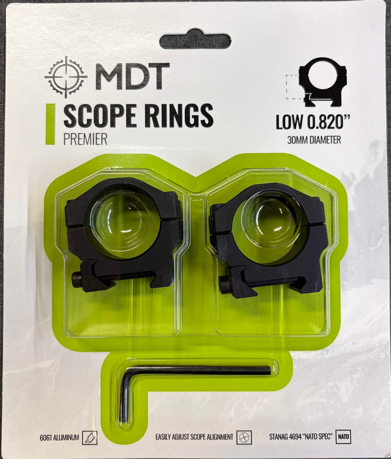 MDT Premier Scope  Rings Low 30mm Matte Black
