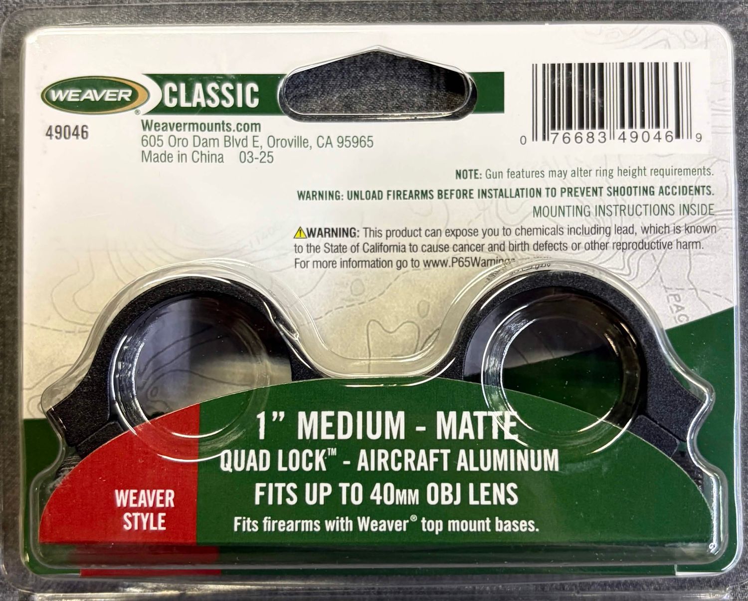 Weaver Classic Quad Lock 1" Medium Rings Matte