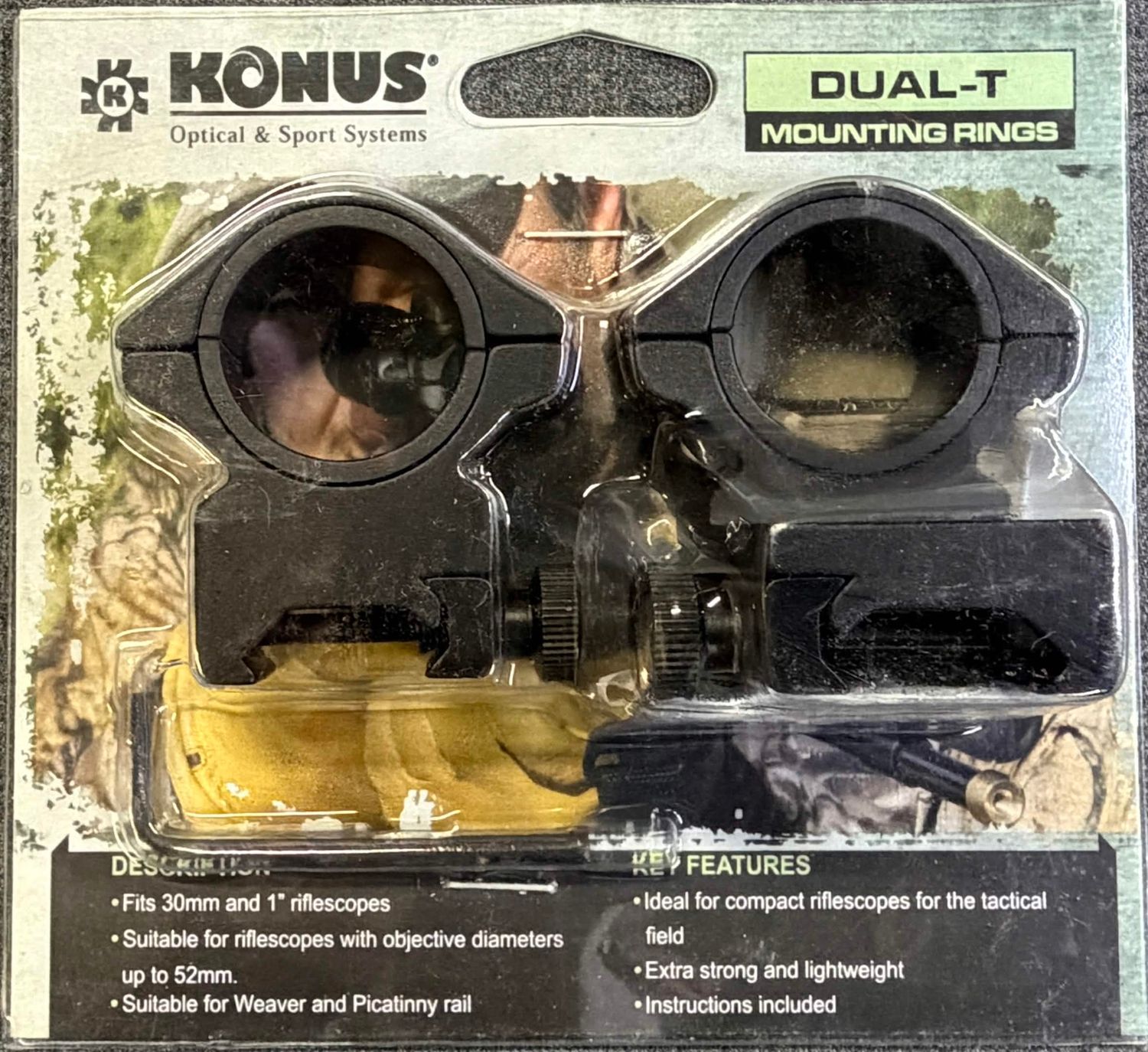 Konus Dual-T Extension Rings for 1" and 30mm Scopes Black Matte