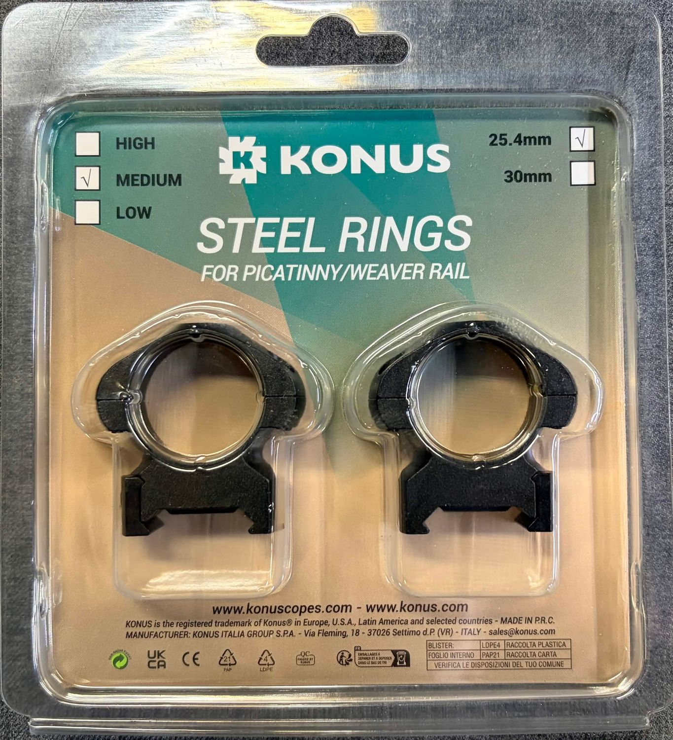 Konus Weaver Style 1" Medium Rings Black Matte