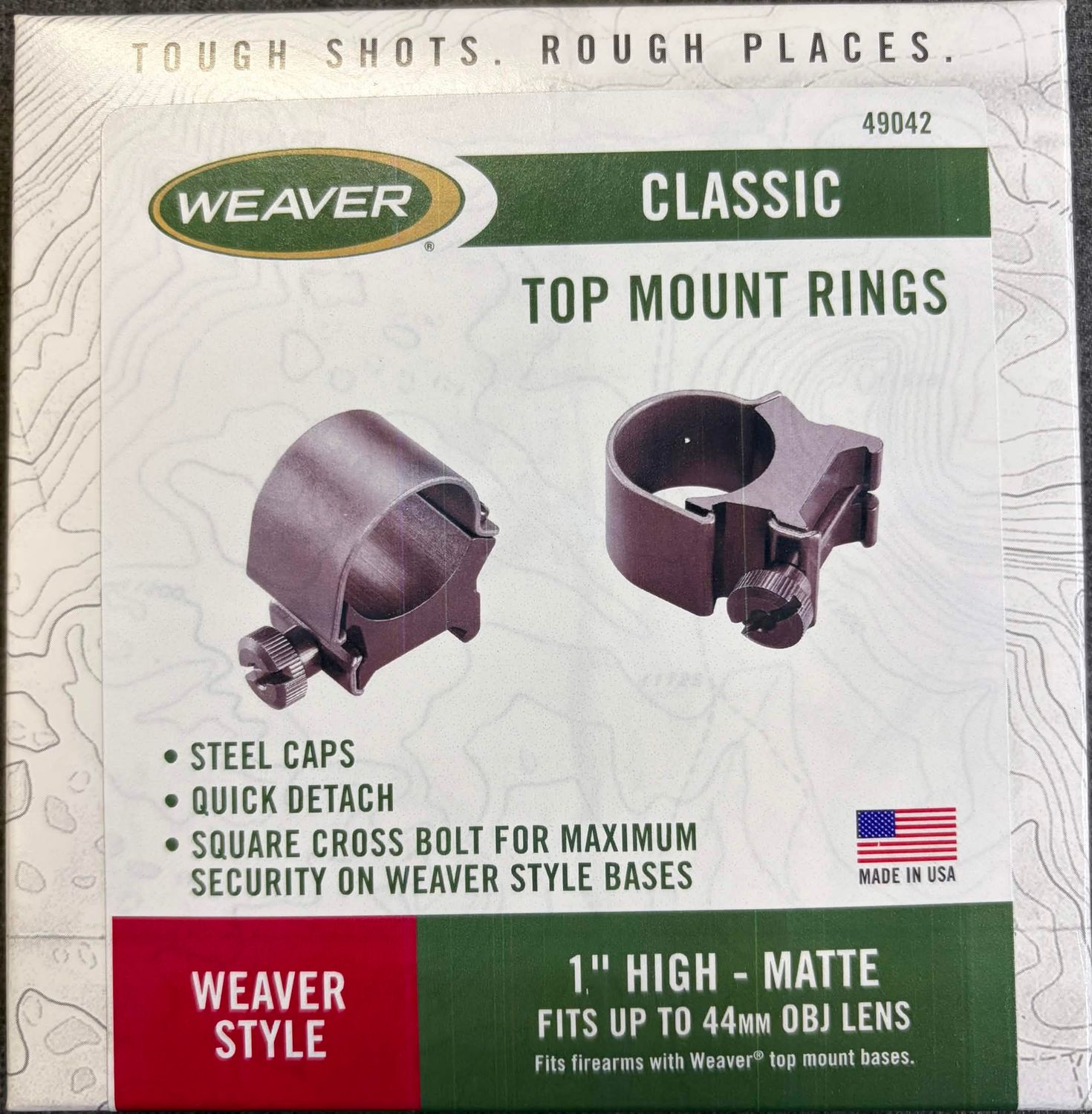 Weaver Classic 1" High Rings Black Matte