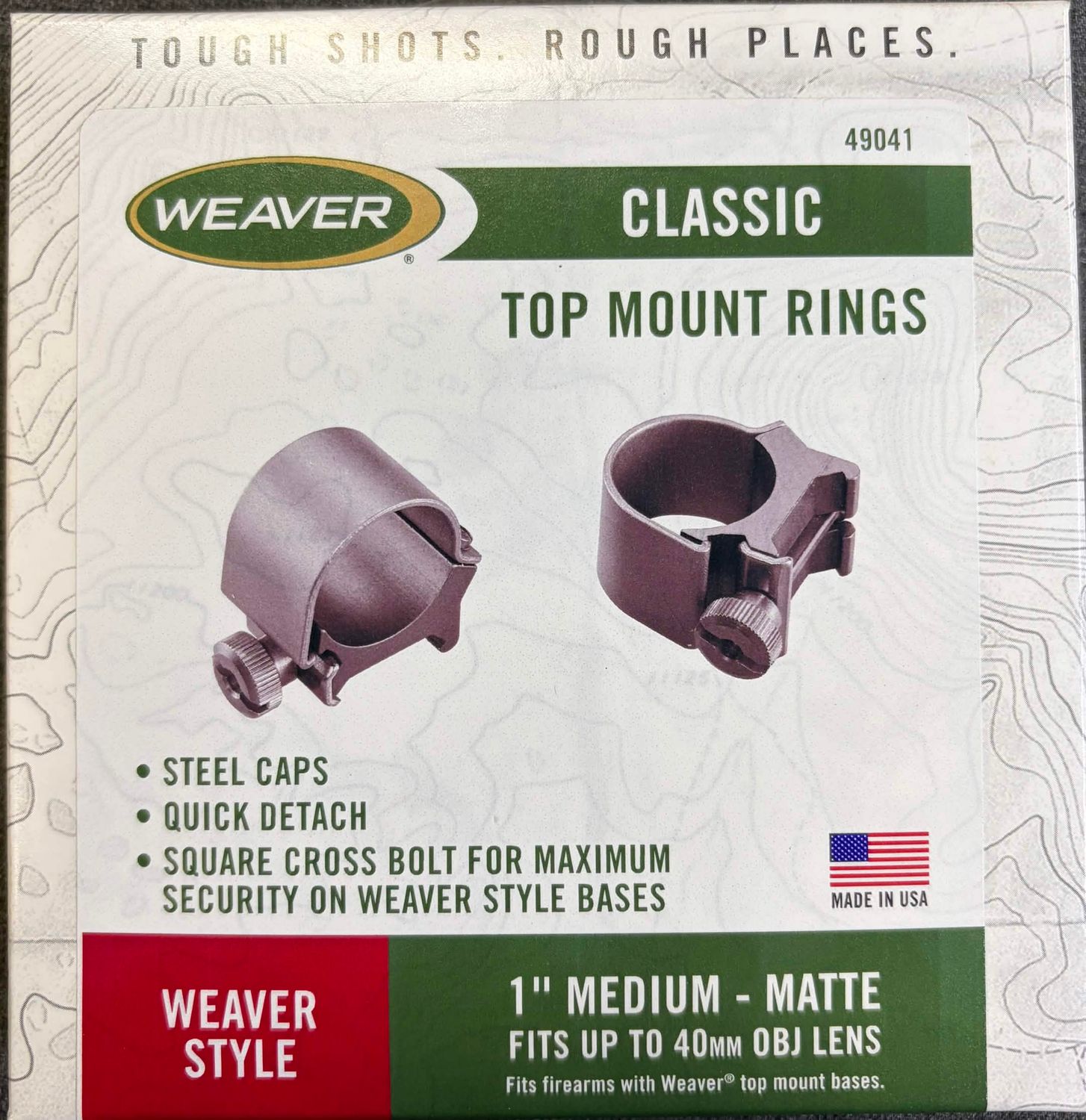 Weaver Classic 1" Medium Rings Black Matte