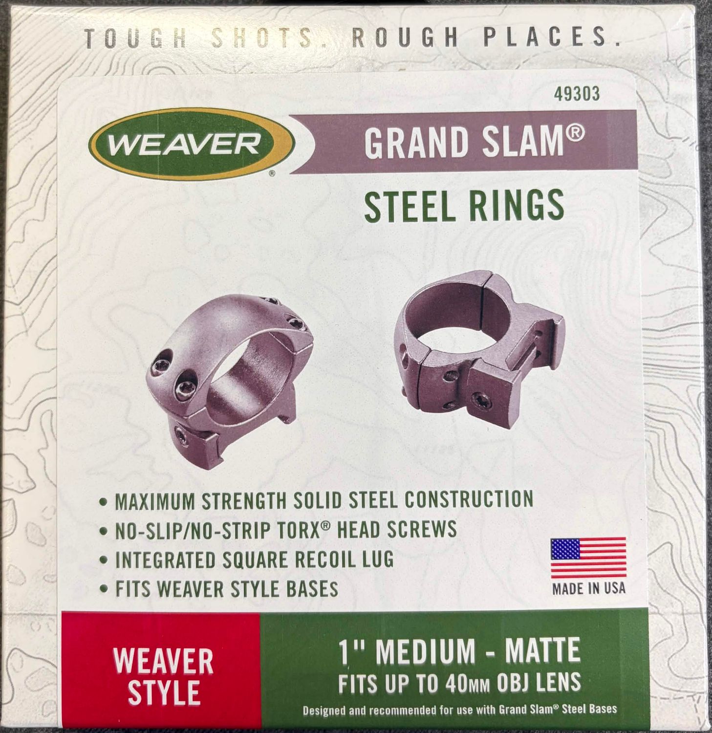 Weaver Grand Slam 1" Medium Rings Black Matte