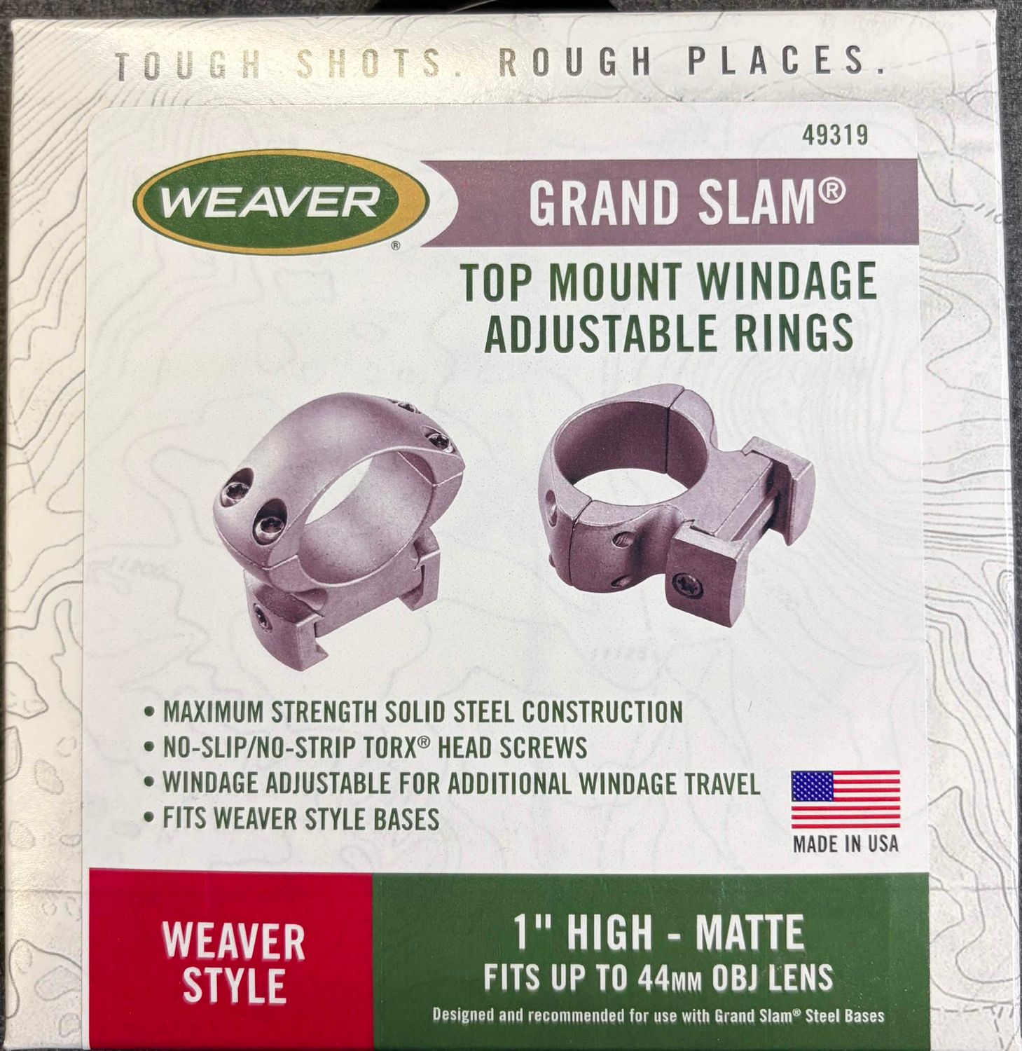 Weaver Grand Slam Windage Adjustable 1" High Rings Black Matte