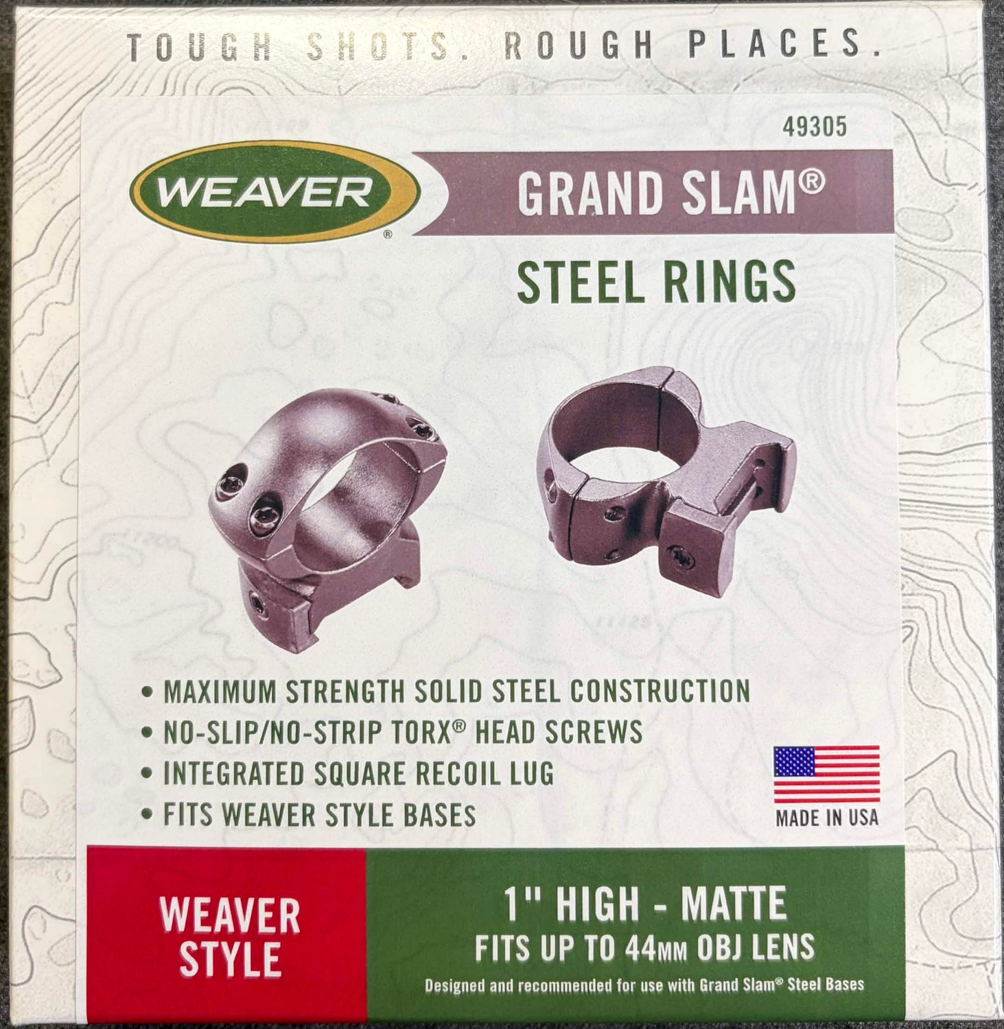 Weaver Grand Slam 1" High Rings Black Matte