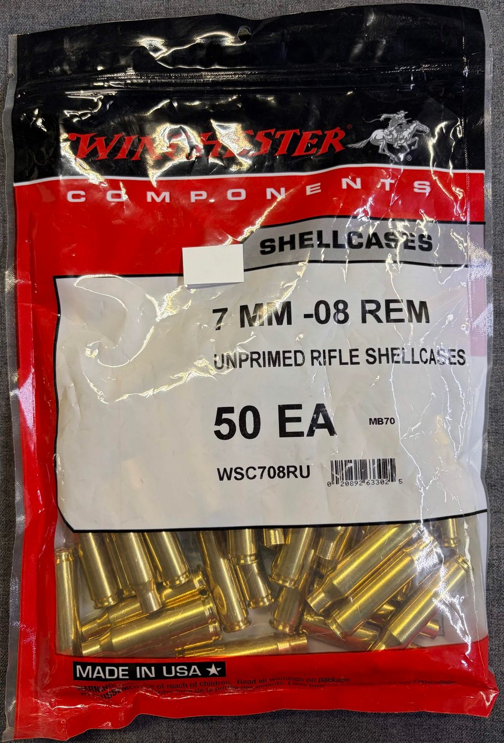 Winchester 7mm-08 Brass 50 Ct.