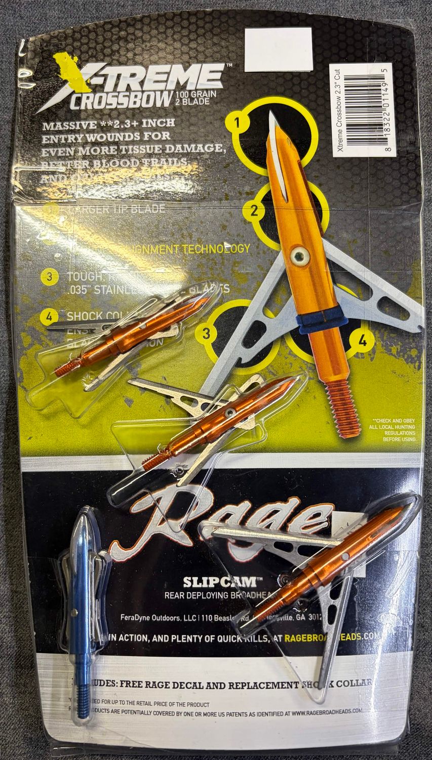Rage Extreme Crossbow Broadheads 100gr 3 Ct.