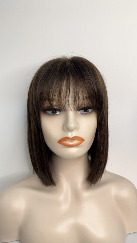 WARM BROWN WIG WITH A FRINGE -HUMAN HAIR REMY