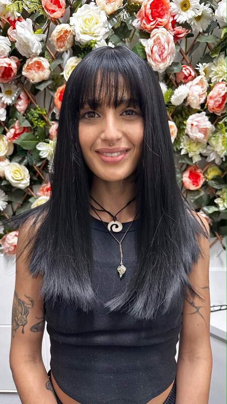 Synthetic wig -Black Lob. with FRINGE