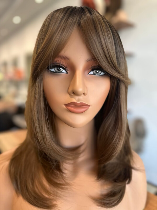 Synthetic Wig - Light Brown layered with curtain  fringe