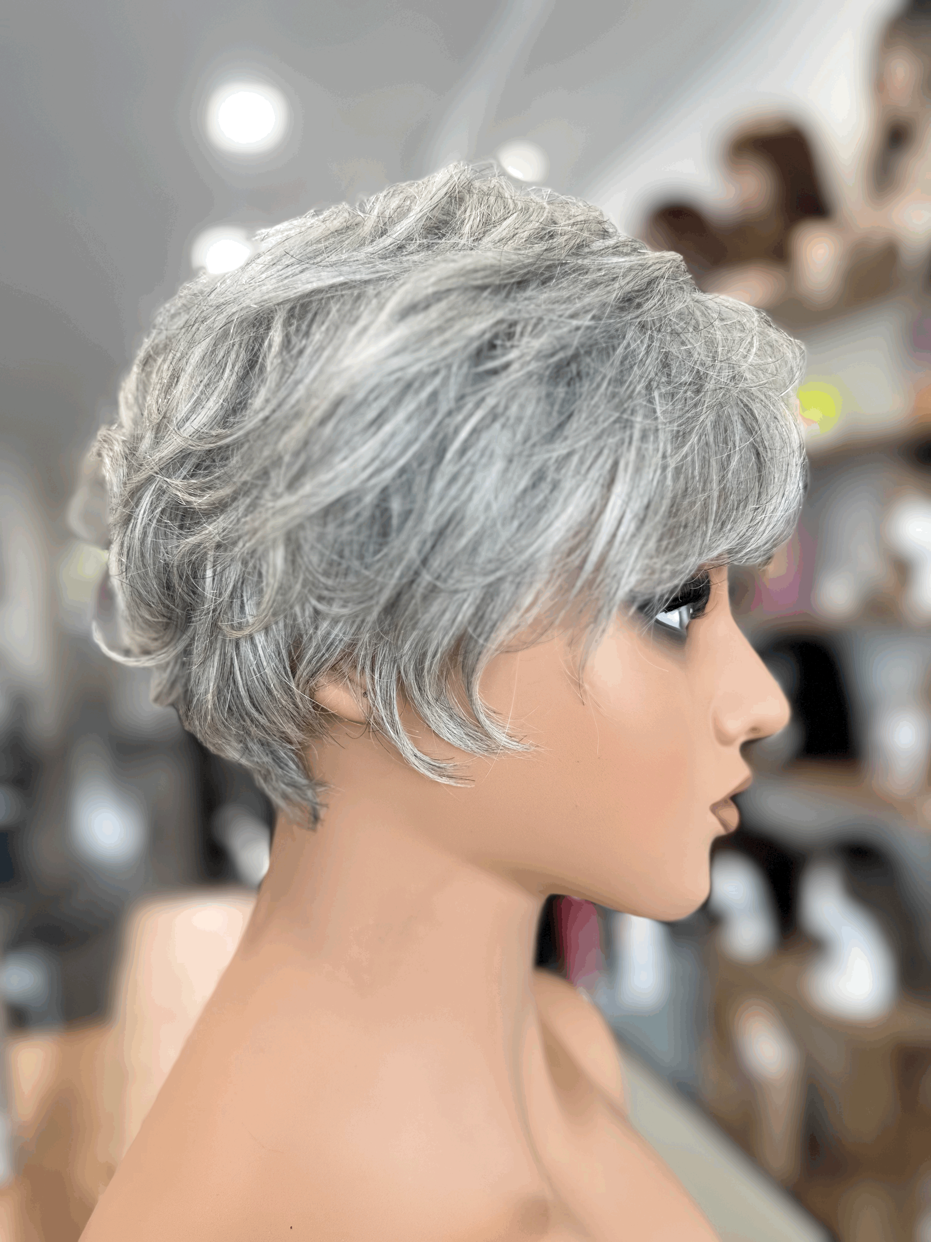 Light White Grey Human Hair Wig -  Demi