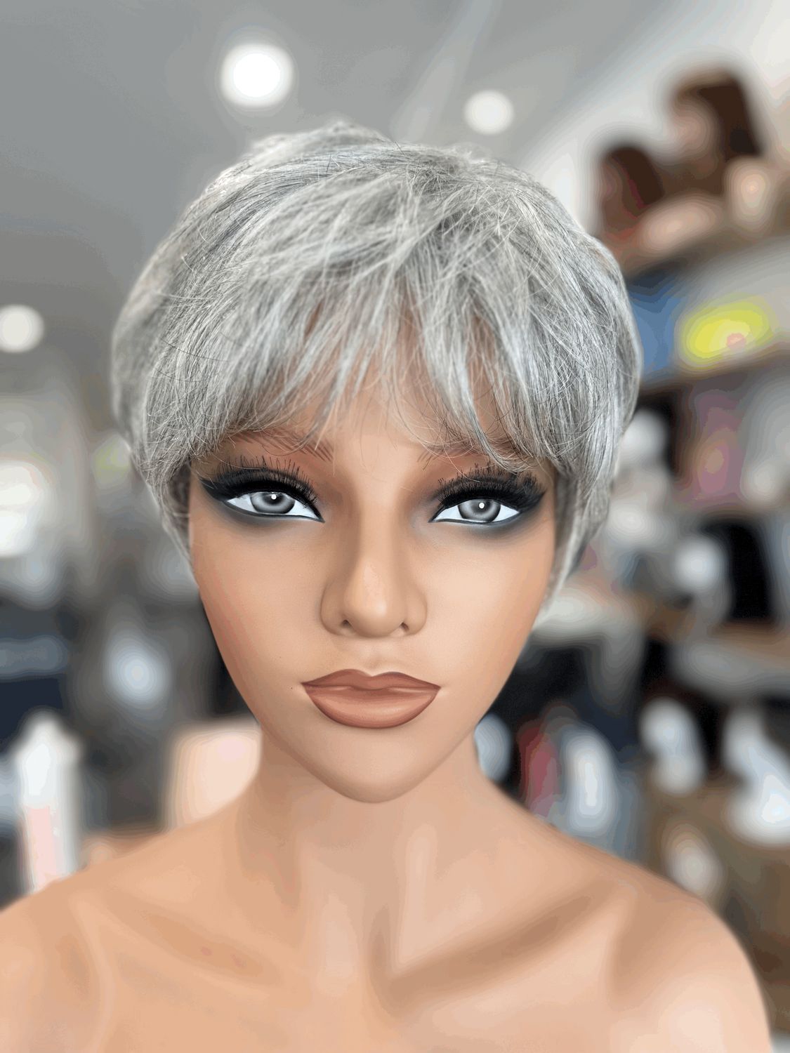 Light White Grey Human Hair Wig -  Demi