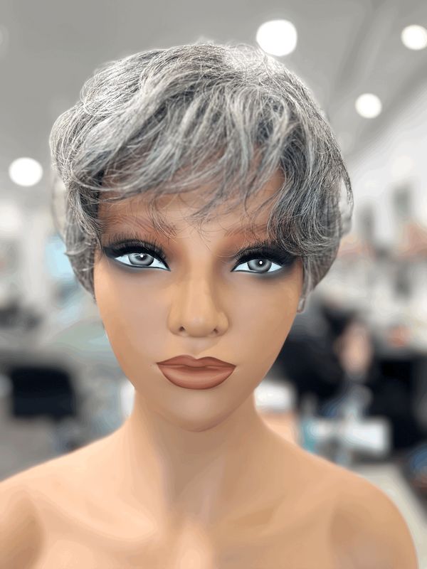 Grey Human Hair Wig - Ann