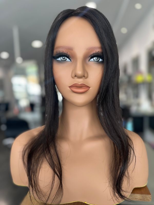 NATURAL CHESTNUT. BLACK-LIGHT HAIR TOPPER