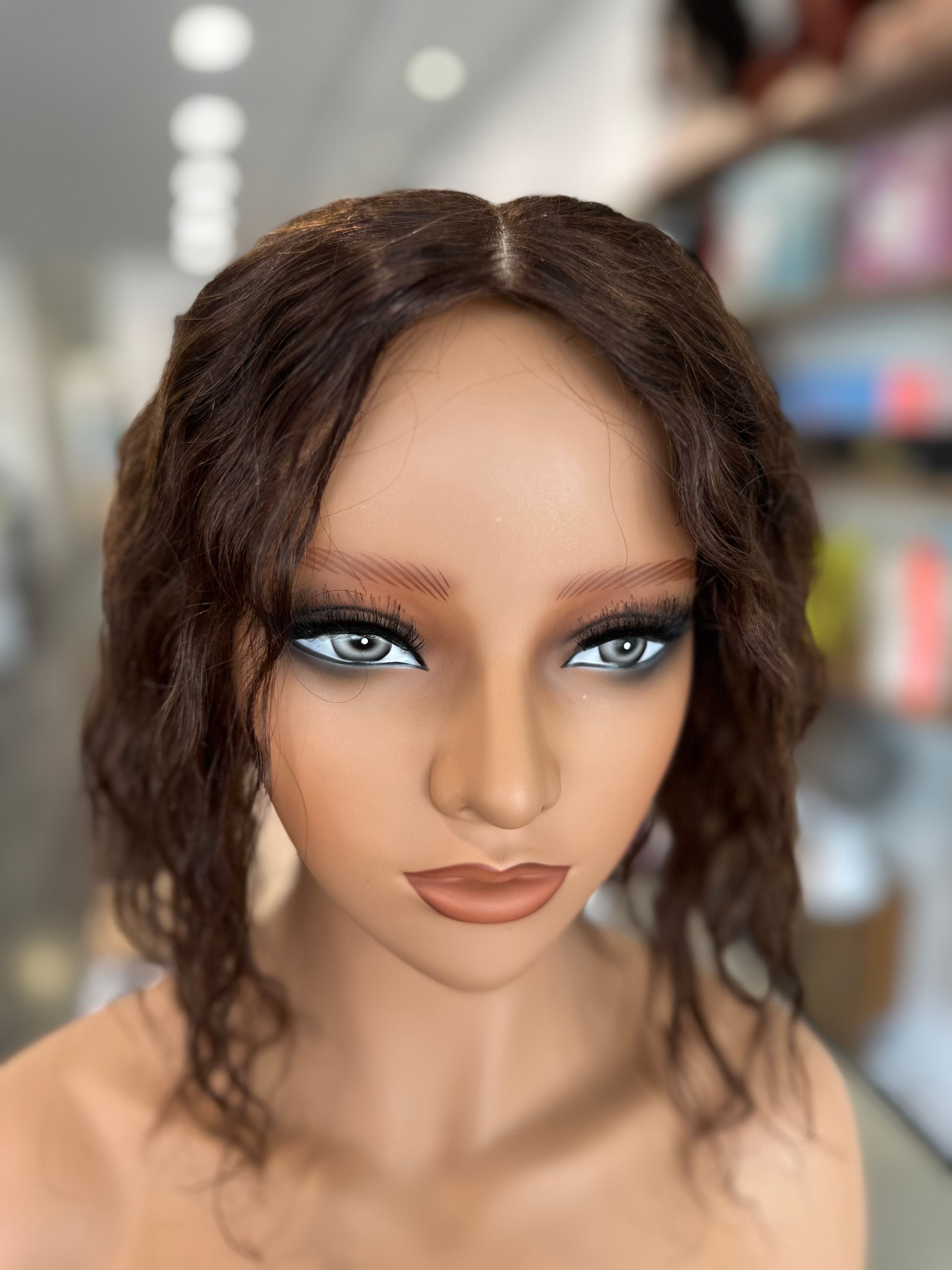 Curly Lt  Warm Brown - Light Vol Curly Human Hair Topper