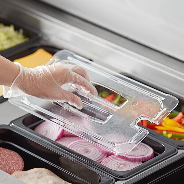 Clear Food Pan Lid with Handle 1/3 Notched