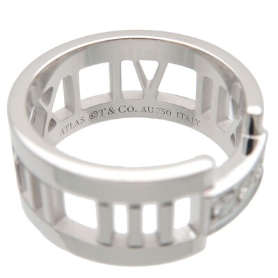 Solid 18kt White Gold Authentic Tiffany&amp;Co Atlas Diamond Ring