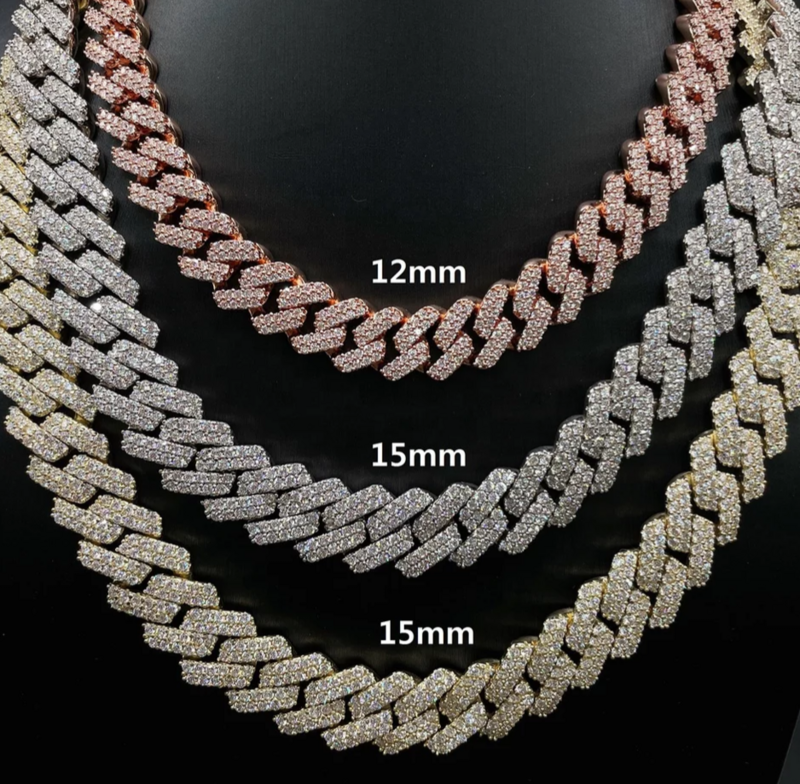 15mm Vvs1 Moissanite Iced Out Cuban Link