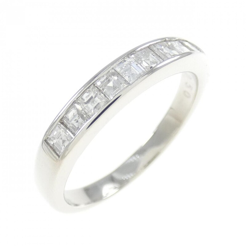 Platinum Natural Asscher Cut Diamond Ring