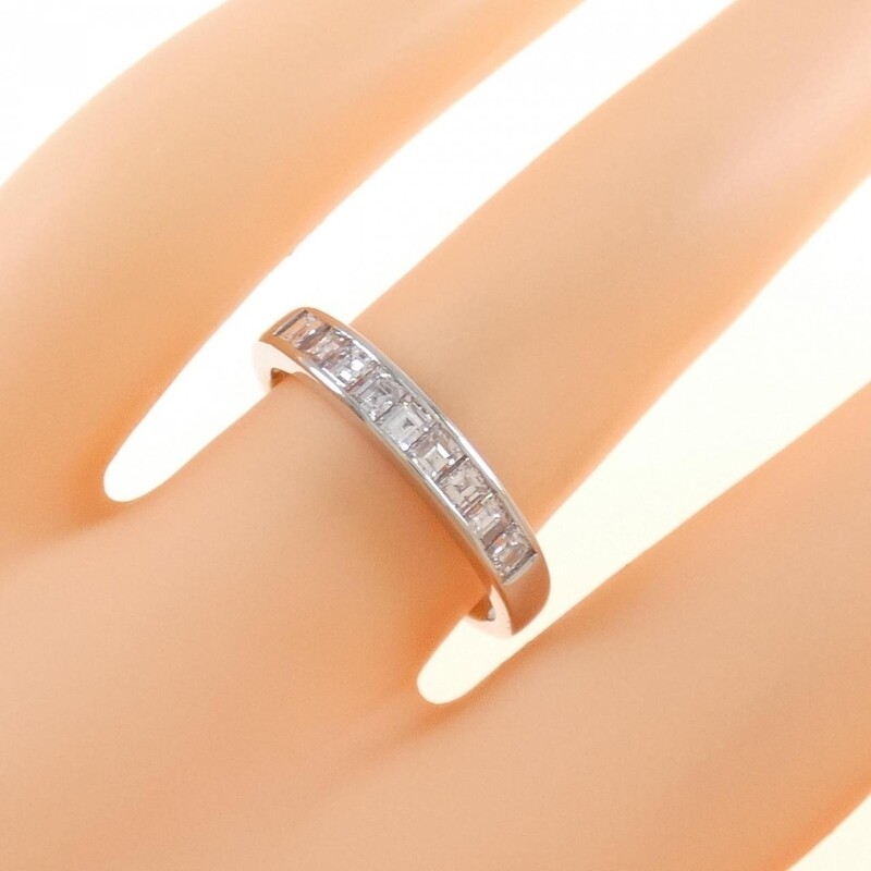 Platinum Natural Asscher Cut Diamond Ring