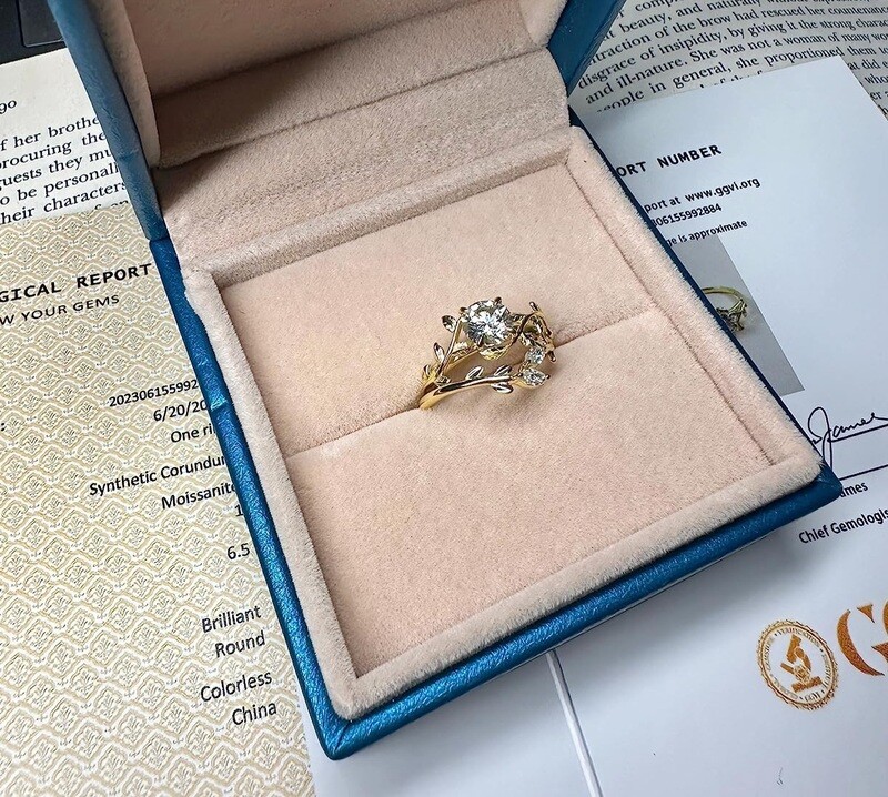 1.2ctw Vvs1 Moissanite Nature-inspired Engagement Ring Set