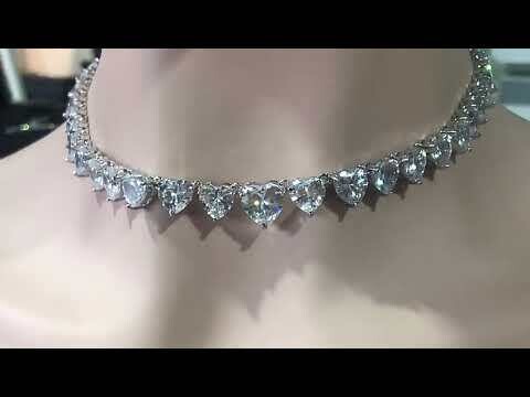 8mm Vvs1 Moissanite Sinclaír Heart Design 15&quot; Tennis