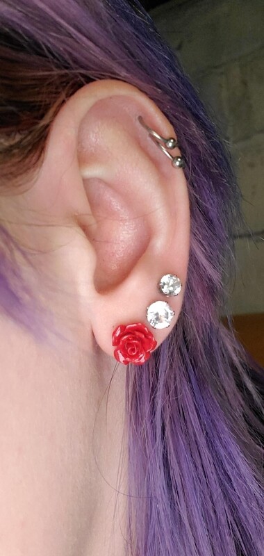 .925s Rose Enamel Earrings