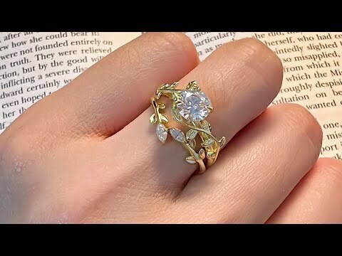 1.2ctw Vvs1 Moissanite Nature-inspired Engagement Ring Set