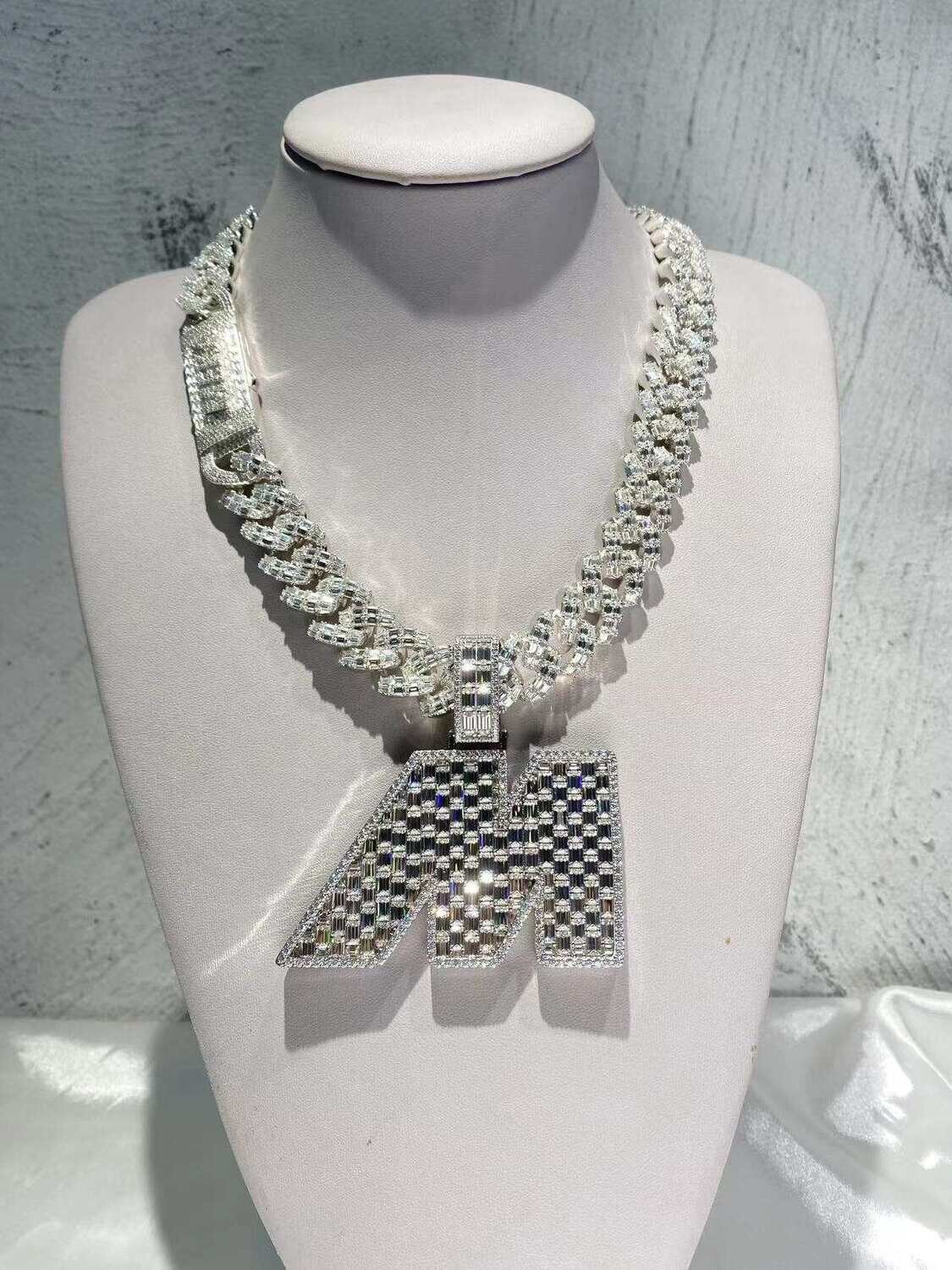 Custom Baguette Cut Iced Out 3D Letter/Number Vvs1 Moissanite Pendant