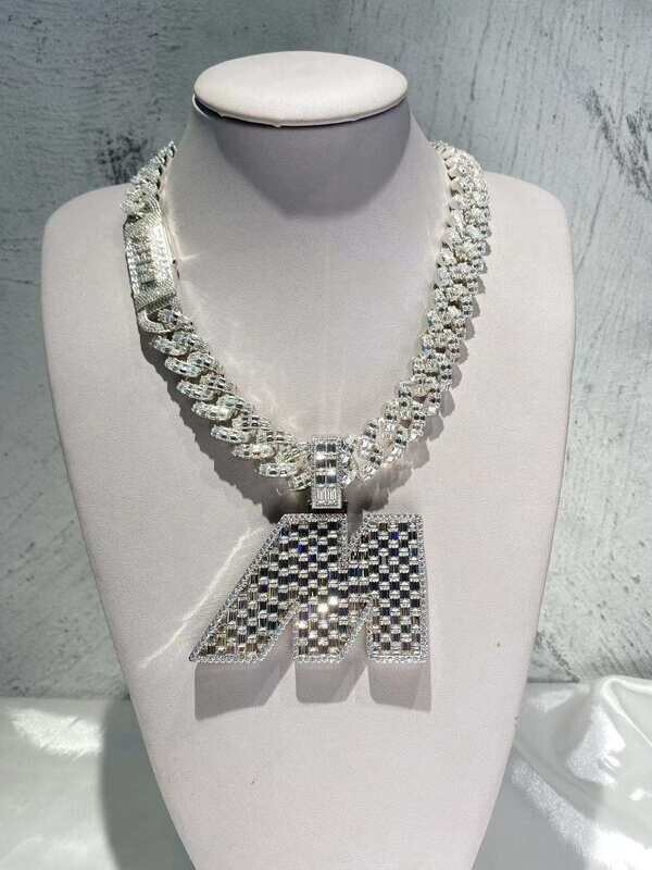 Custom Baguette Cut Iced Out 3D Letter/Number Vvs1 Moissanite Pendant