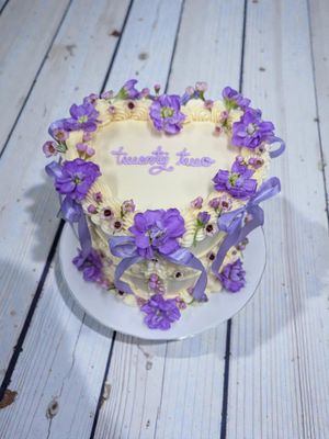 Lavender Floral Heart Cake