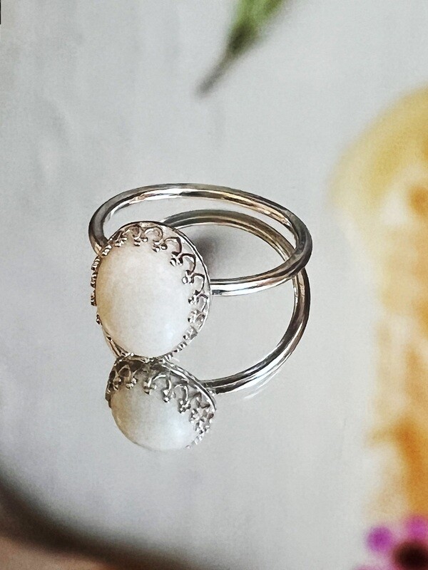 Milky Treasures Band Ring (Only Ring) | DIY Breastmilk Jewelry Making Kit |  925 Sterling Silver Ring | Adjustable Size 6 to 10 | Breastfeeding