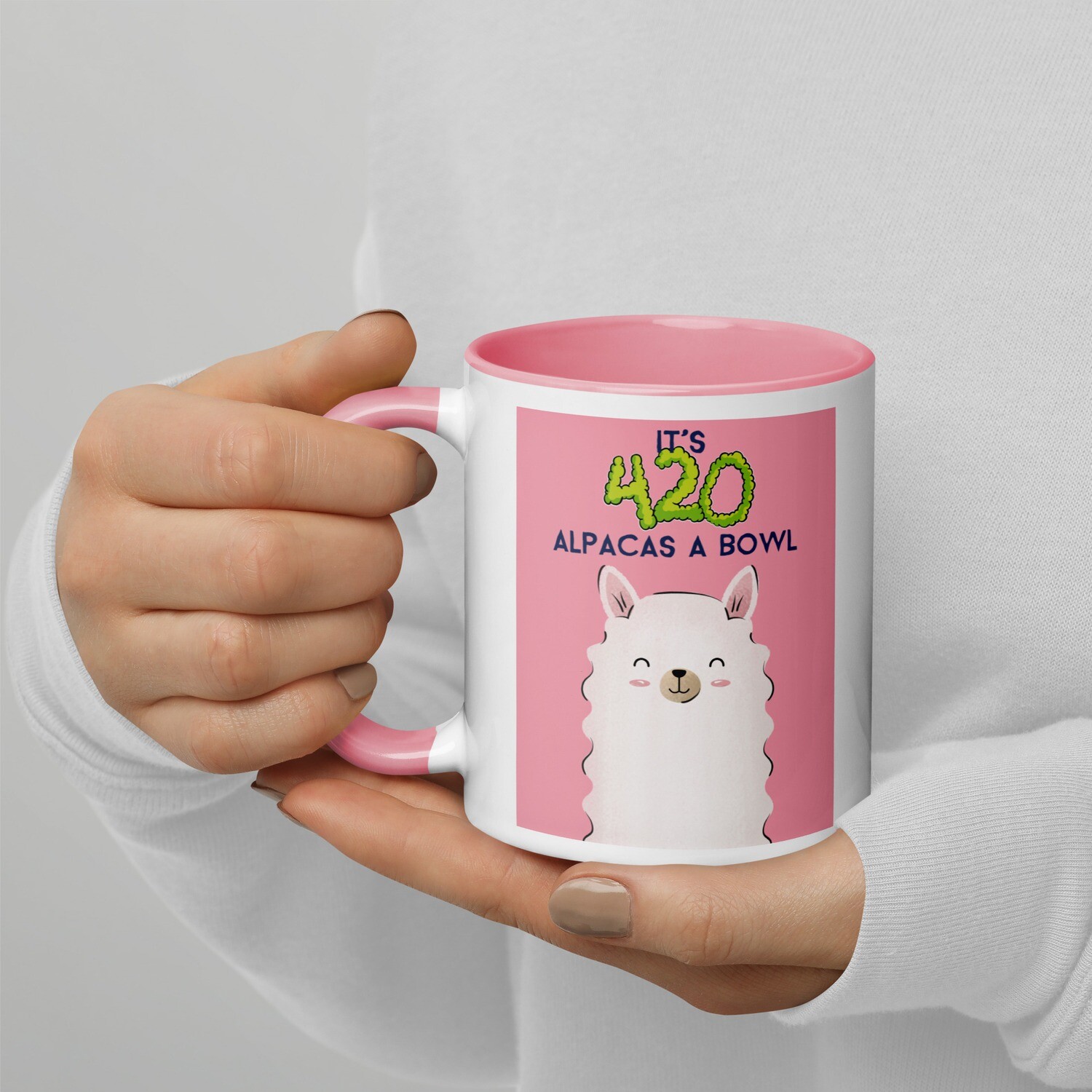 420 Alpaca - White/Pink Ceramic Mug