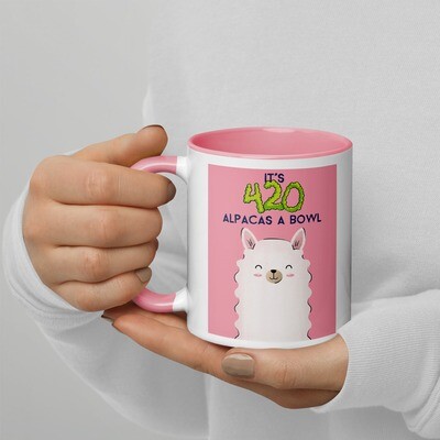 420 Alpaca - White/Pink Ceramic Mug