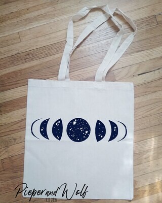 Moon Phases Canvas Book Bag