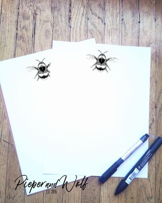 Bee Motif Stationery Paper Stationary Bumble Bee Honey Bee  Cottagecore Letter Writting Paper Garden Inspired Nature Lovers