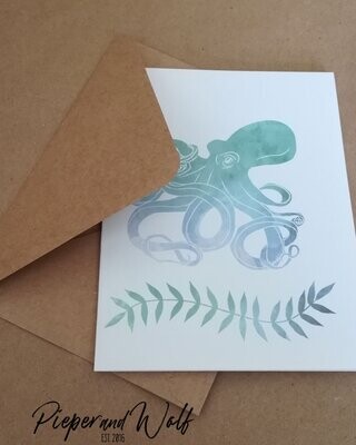 Under The Sea Stationery Set Stationary Octopus Turtles Whale Ocean Greetings Cards Letter Writing Paper Envelopes Watercolor Blue Green