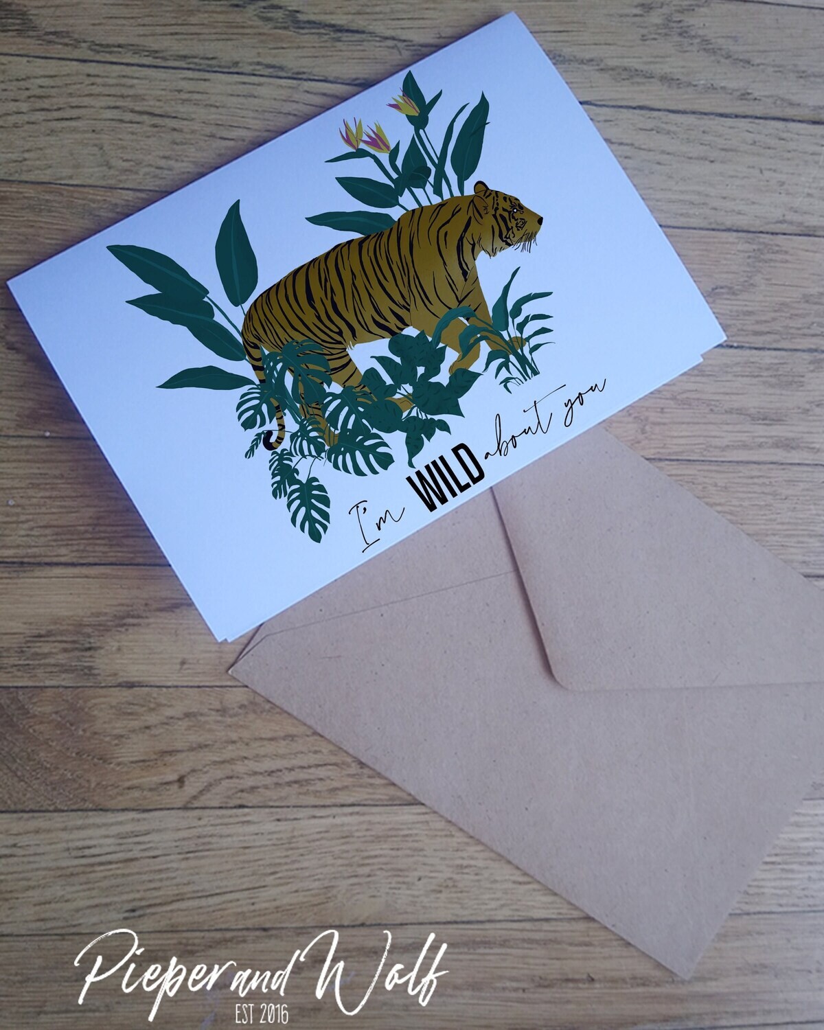 I&#39;m Wild about you Tiger Illustration Valentines Day card