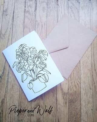 Monstera Stationery Set Plant Stationary House Plant Illustration Letter Writting Paper Gift Set