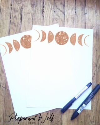 Pink Moon Phases Stationary Stationery Paper Set Cosmic Galaxy Starry Space Cards Envelopes Gift Crescent Moon Celestial