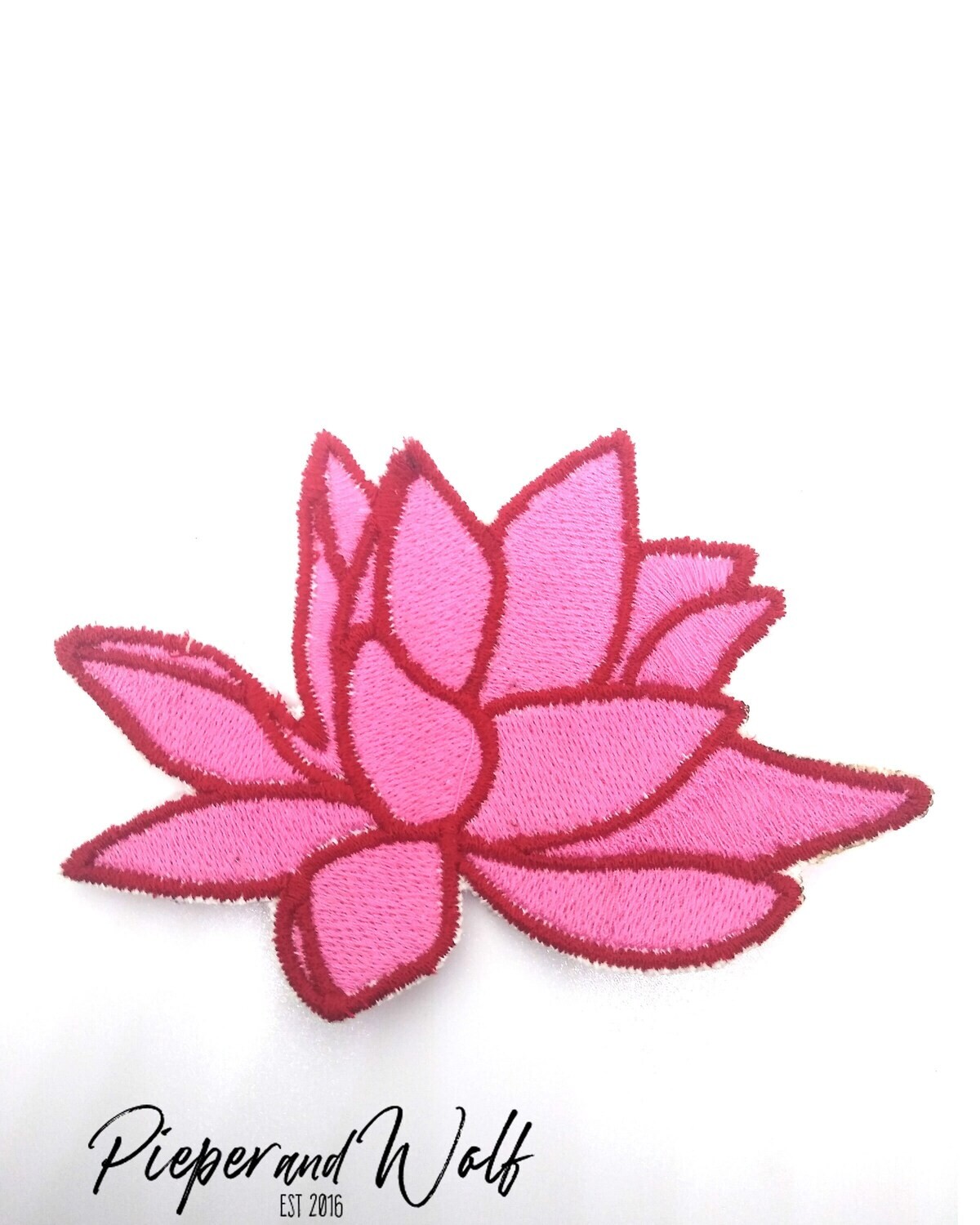 Embroidered Flower Pink and Red Lotus Iron On Embroidered Patch