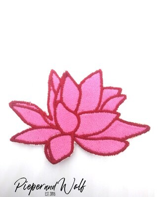 Embroidered Flower Pink and Red Lotus Iron On Embroidered Patch