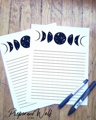 Celestial Moon Phases Stationary Stationery Set Letter Writing Paper Celestial Cosmic Galaxy Starry Cards Envelopes Gift Crescent