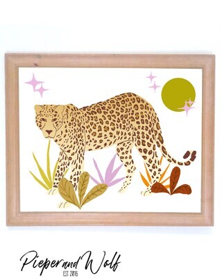 Leopard Wall Art Jungle Cat, Art Print, Wild, Jungle, Cheetah, Tiger, Lion, Big Cat, Illustration Boho