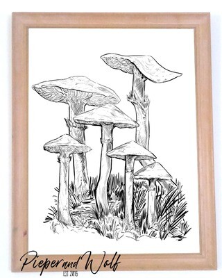 Mushroom Wall Art Print Witchy Nature Magic Home Decor Illustration