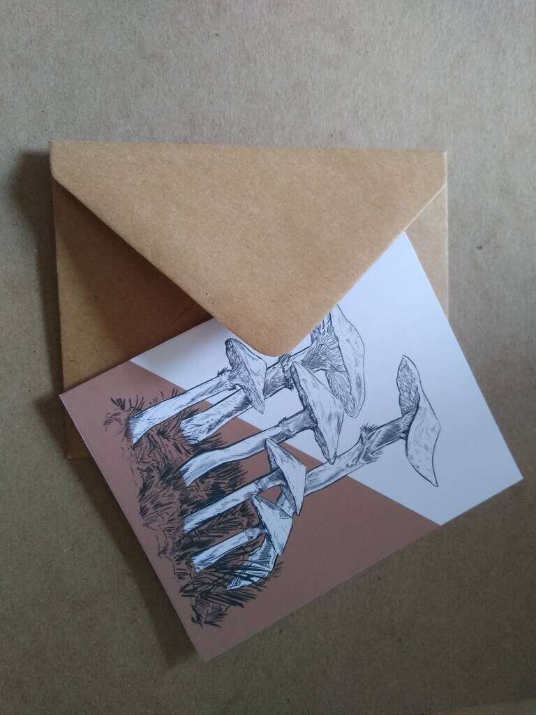 Mushroom Card Set With Envelopes Illustrated Graphic Modern Minimalist Terra Cotta Gemoetric Nature Inspired