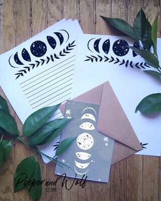 Cosmic Moon Phases Stationery Set Stationary Paper Cosmic Galaxy Starry Space Cards Envelopes Gift