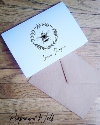 Cottagecore Custom Bee Motif Card Set Personalized Greeting Cards 10 Note Cards and Envelopes