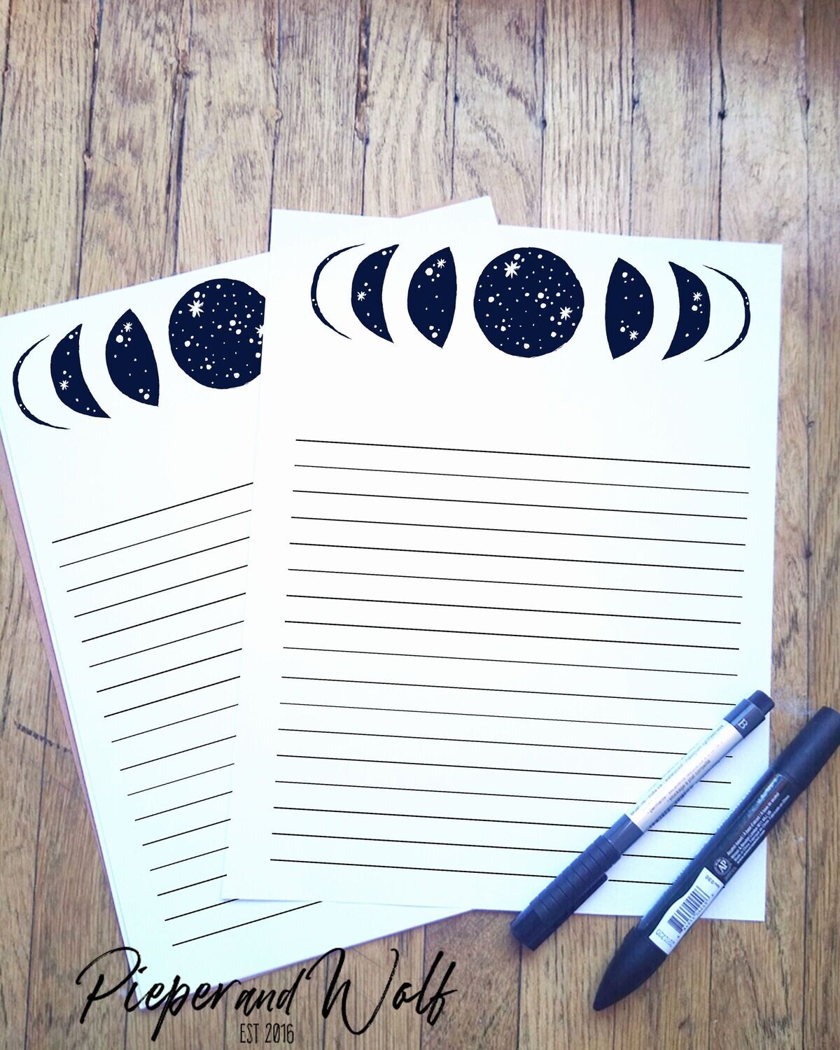 Cosmic Moon Phases Stationery Witchy Paper Set Stationary Cosmic Galaxy Starry Space Cards Envelopes Gift Crescent Moon Blue Letter Writing
